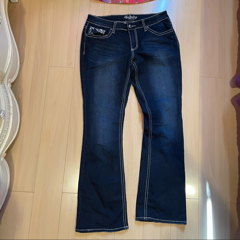 Love indigo Embroidered jeans
